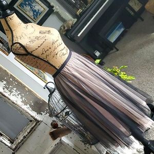 BALLET midi tea length skirt pale pink/black tulle/satin✨ XS